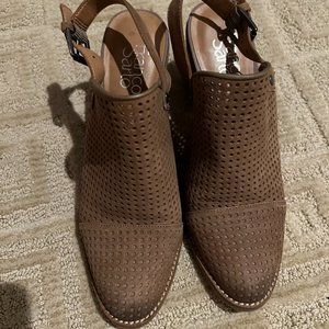Franco Sarto Aubree Sling Back Bootie Womens Size 7.5 Tan Perforated leather